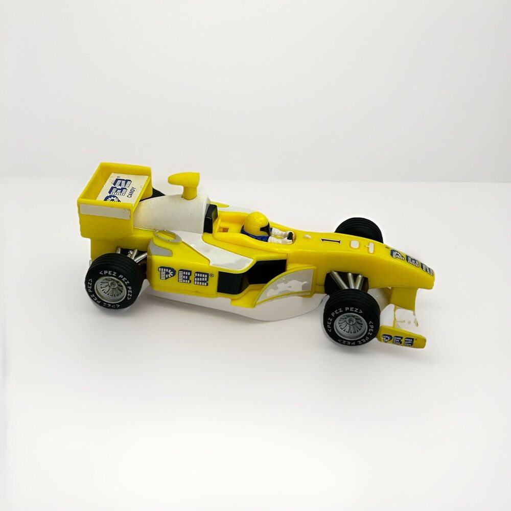 Pez Dispenser Formula One Yellow Pull n Go Race Car 2003 Working